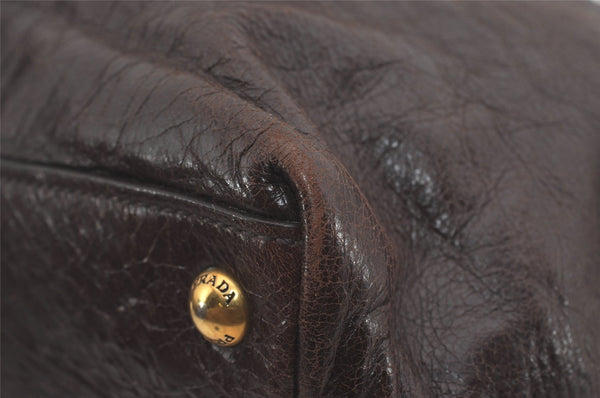 Authentic PRADA Vintage Leather Hand Tote Bag Brown 7894I