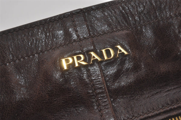 Authentic PRADA Vintage Leather Hand Tote Bag Brown 7894I