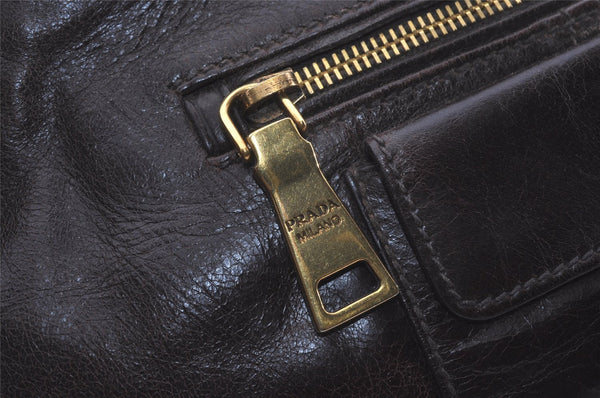 Authentic PRADA Vintage Leather Hand Tote Bag Brown 7894I