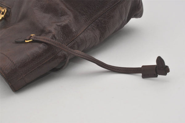 Authentic PRADA Vintage Leather Hand Tote Bag Brown 7894I