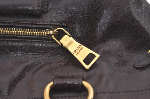 Authentic PRADA Vintage Leather Hand Tote Bag Brown 7894I