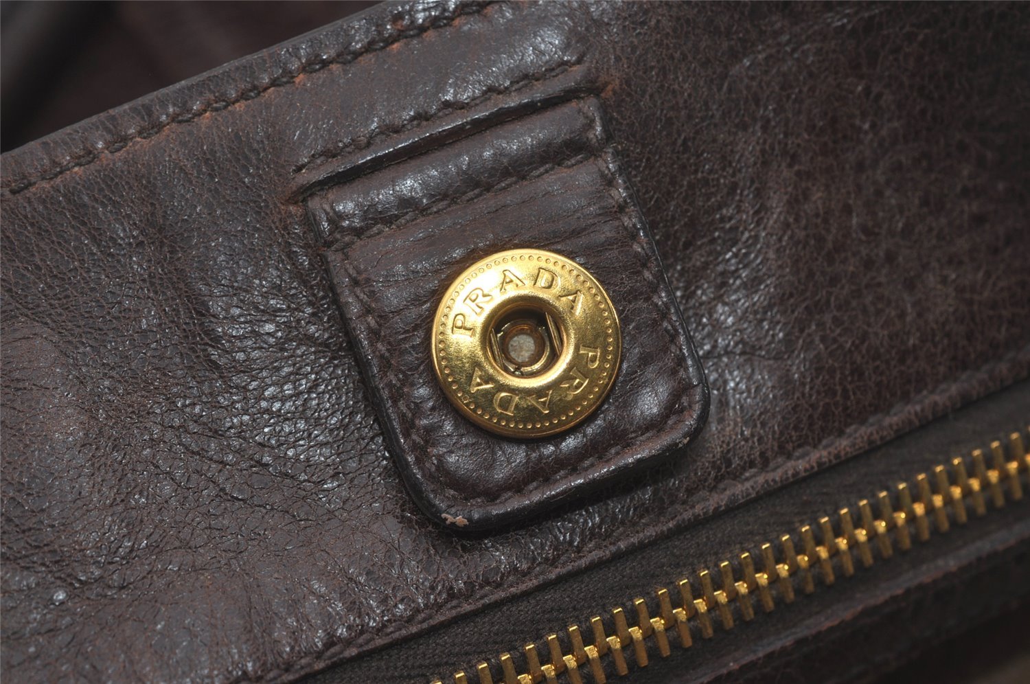 Authentic PRADA Vintage Leather Hand Tote Bag Brown 7894I