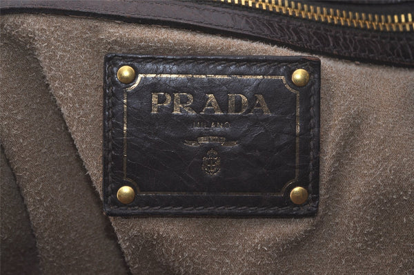 Authentic PRADA Vintage Leather Hand Tote Bag Brown 7894I