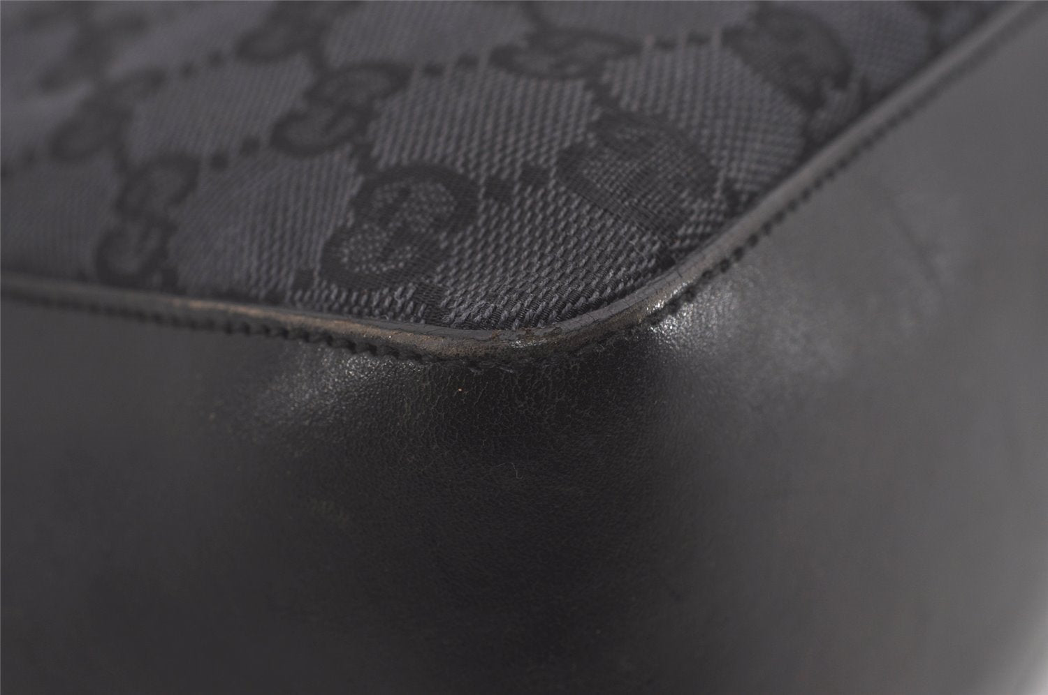 Authentic GUCCI Vintage Shoulder Hand Bag GG Canvas Leather 0013766 Black 7897I