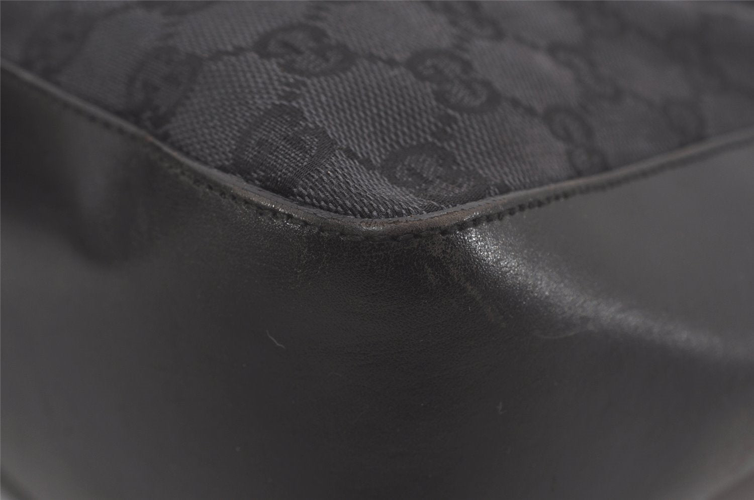 Authentic GUCCI Vintage Shoulder Hand Bag GG Canvas Leather 0013766 Black 7897I