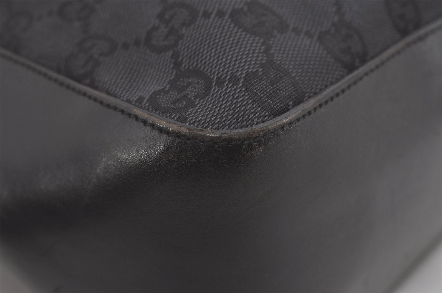 Authentic GUCCI Vintage Shoulder Hand Bag GG Canvas Leather 0013766 Black 7897I