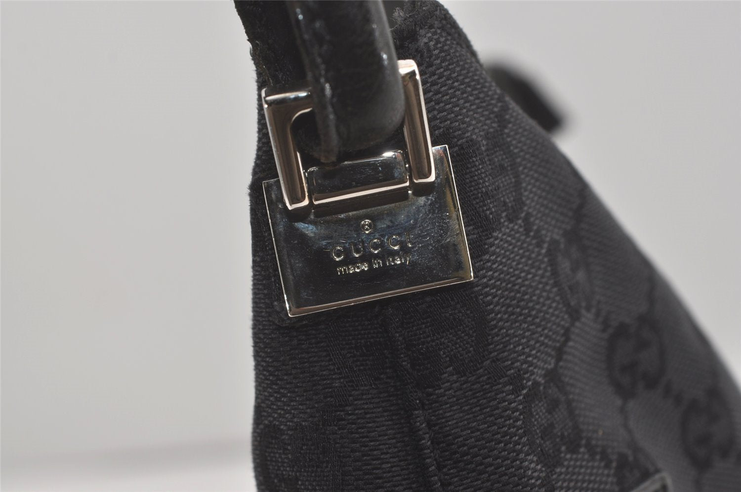 Authentic GUCCI Vintage Shoulder Hand Bag GG Canvas Leather 0013766 Black 7897I