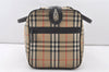 Authentic Burberrys Nova Check Canvas Leather Boston Hand Bag Beige 7897J