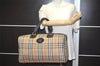 Authentic Burberrys Nova Check Canvas Leather Boston Hand Bag Beige 7897J