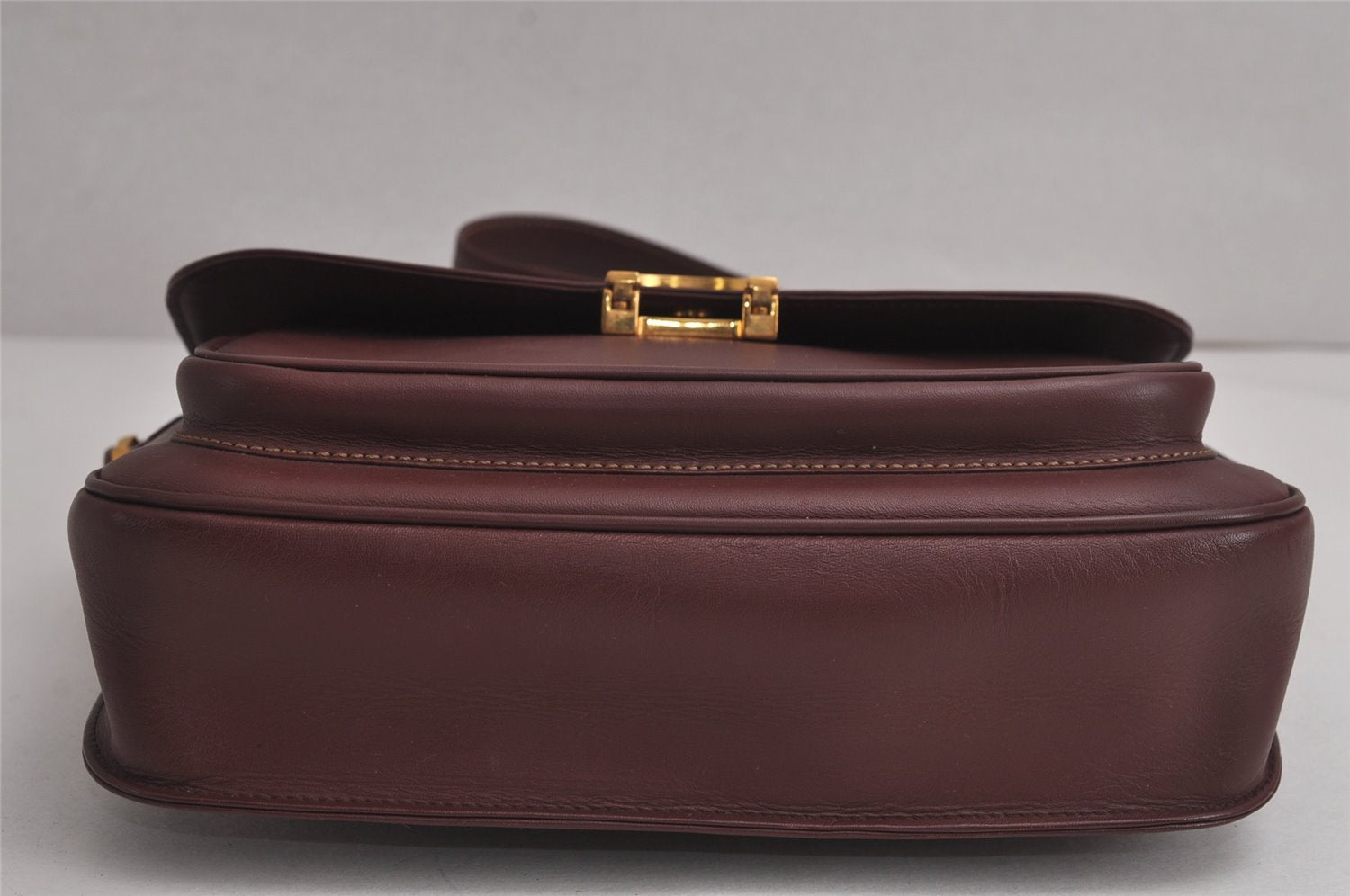 Authentic Cartier Must de Cartier Leather Shoulder Cross Bag Bordeaux Red 7898J