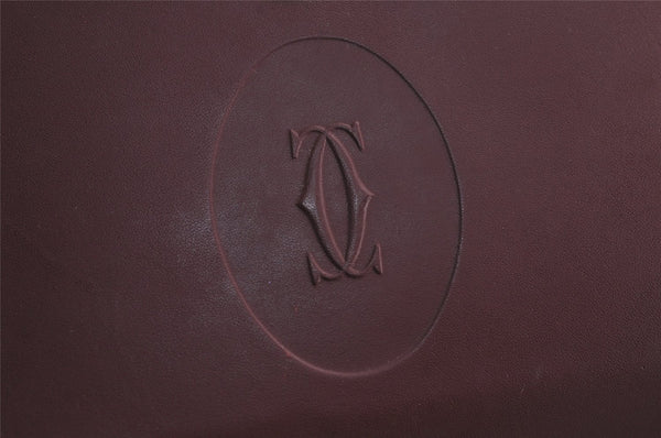 Authentic Cartier Must de Cartier Leather Shoulder Cross Bag Bordeaux Red 7898J