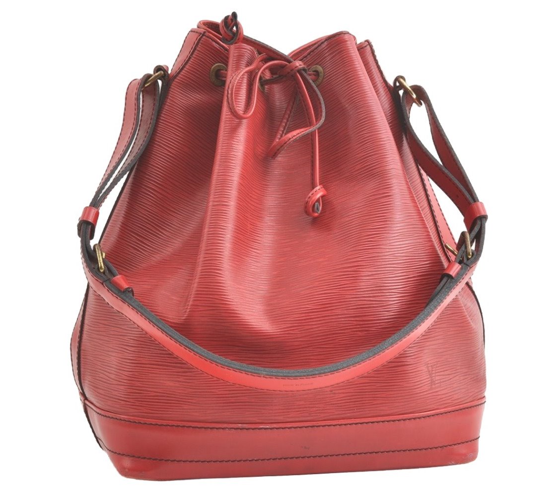 Authentic Louis Vuitton Epi Noe Shoulder Drawstring Bag Red M44007 LV 7900J