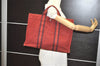 Authentic HERMES Fourre Tout MM Vintage Hand Tote Bag Canvas Red 7902I