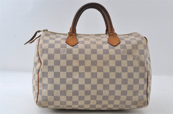 Authentic Louis Vuitton Damier Azur Speedy30 Hand Boston Bag N41533 LV 7904I