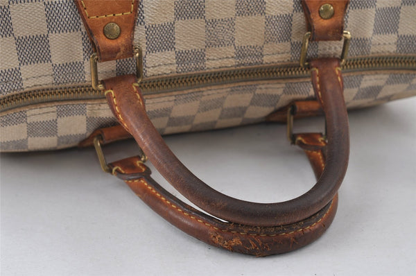 Authentic Louis Vuitton Damier Azur Speedy30 Hand Boston Bag N41533 LV 7904I