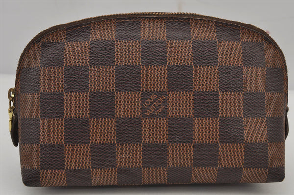 Authentic Louis Vuitton Damier Pochette Cosmetic PM Pouch N47516 LV 7905J