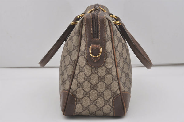 Authentic GUCCI 2Way Shoulder Hand Boston Bag GG PVC Leather Brown 7907I