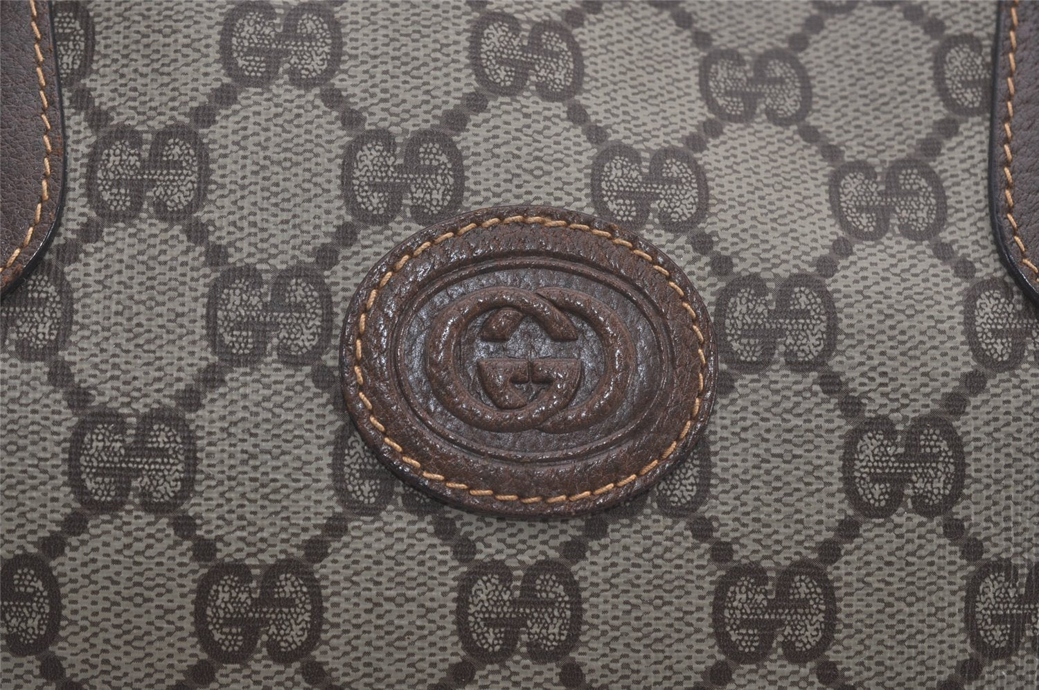 Authentic GUCCI 2Way Shoulder Hand Boston Bag GG PVC Leather Brown 7907I