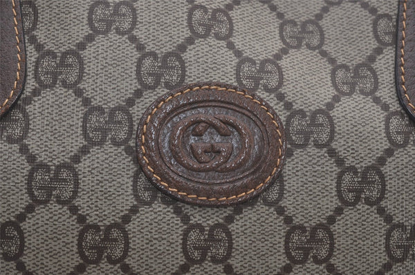 Authentic GUCCI 2Way Shoulder Hand Boston Bag GG PVC Leather Brown 7907I