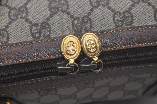 Authentic GUCCI 2Way Shoulder Hand Boston Bag GG PVC Leather Brown 7907I