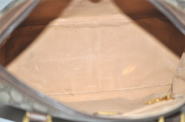 Authentic GUCCI 2Way Shoulder Hand Boston Bag GG PVC Leather Brown 7907I