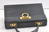 Authentic Salvatore Ferragamo Gancini Leather 2Way Shoulder Hand Bag Black 7908J