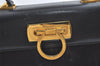 Authentic Salvatore Ferragamo Gancini Leather 2Way Shoulder Hand Bag Black 7908J