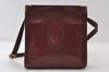 Authentic Cartier Must de Cartier Leather Shoulder Cross Bag Bordeaux Red 7909I