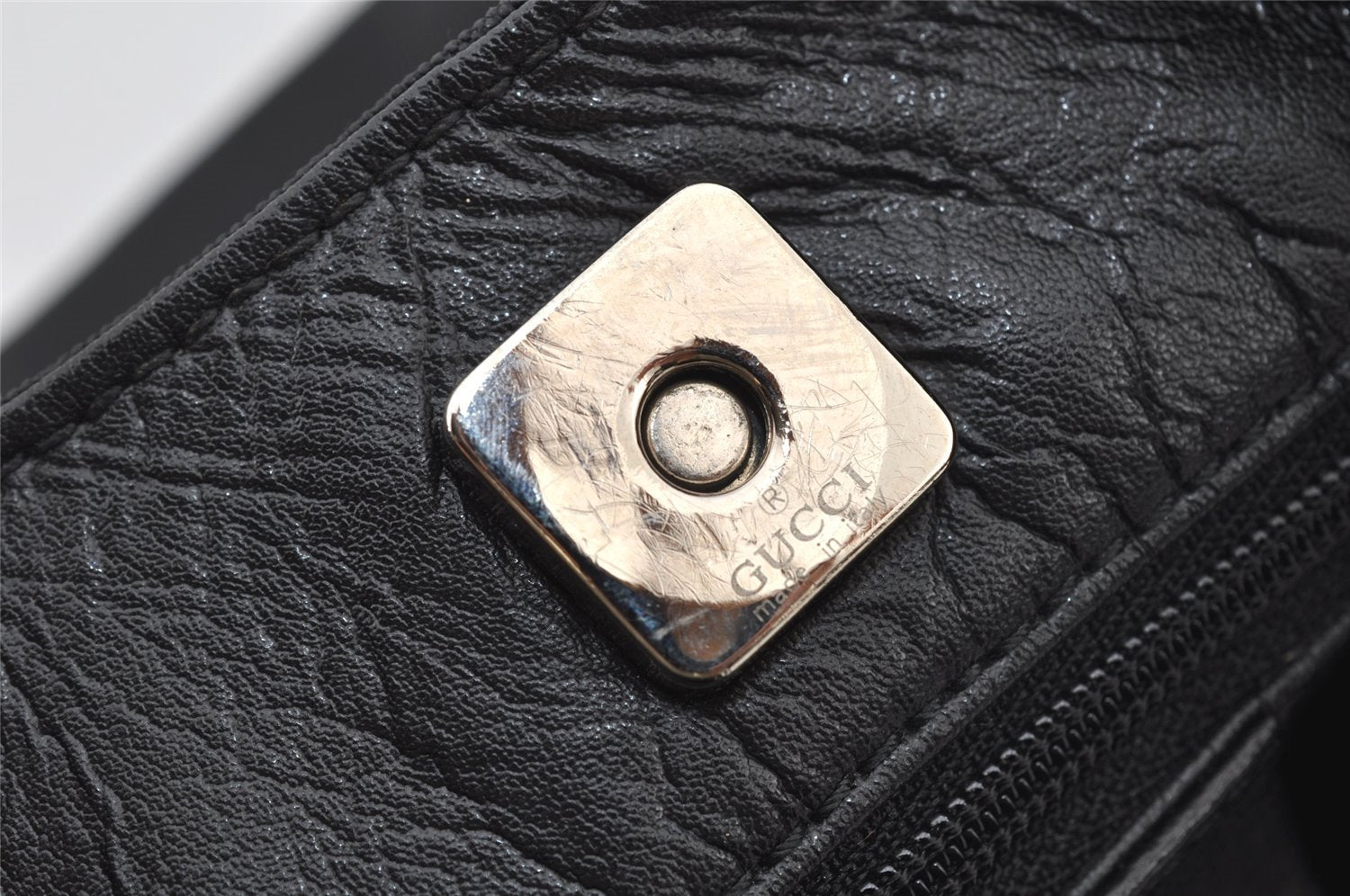 Authentic GUCCI Shoulder Hand Bag Nylon Leather 0013767 Black Junk 7909J