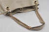 Authentic GUCCI SOHO Vintage Tassel Tote Bag Chain Leather 308982 White 7911J