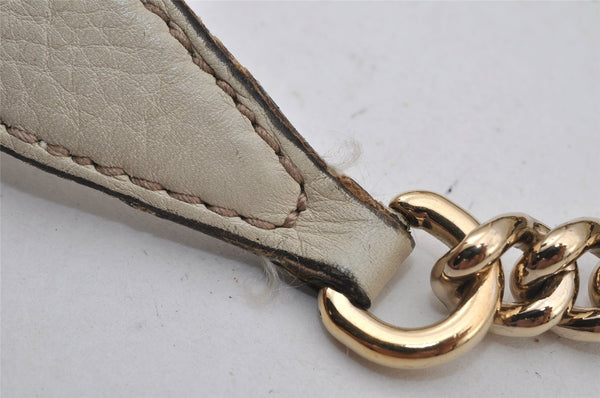 Authentic GUCCI SOHO Vintage Tassel Tote Bag Chain Leather 308982 White 7911J