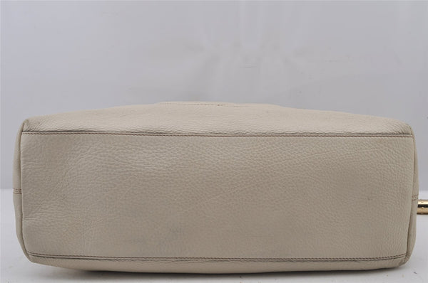 Authentic GUCCI SOHO Vintage Tassel Tote Bag Chain Leather 308982 White 7911J