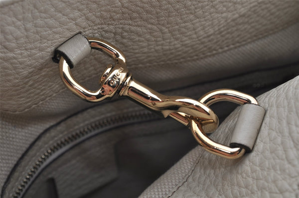 Authentic GUCCI SOHO Vintage Tassel Tote Bag Chain Leather 308982 White 7911J