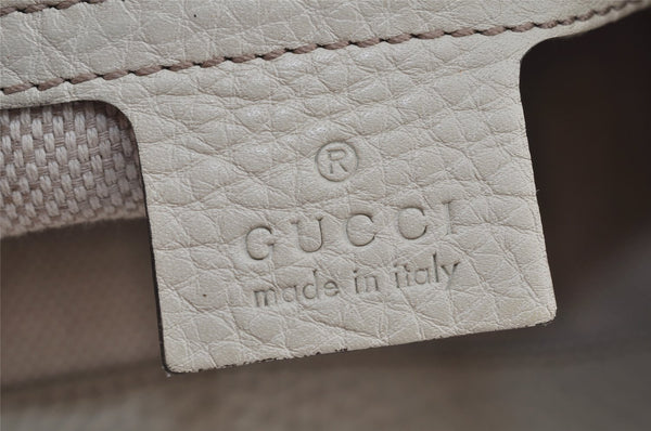 Authentic GUCCI SOHO Vintage Tassel Tote Bag Chain Leather 308982 White 7911J