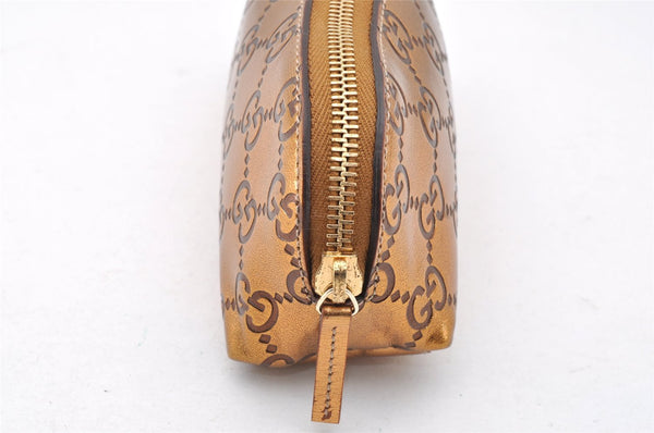 Authentic GUCCI Vintage Guccissima GG Leather Pouch Purse 141811 Gold 7912I