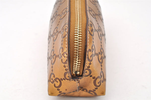 Authentic GUCCI Vintage Guccissima GG Leather Pouch Purse 141811 Gold 7912I