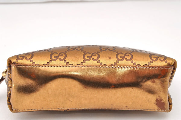 Authentic GUCCI Vintage Guccissima GG Leather Pouch Purse 141811 Gold 7912I
