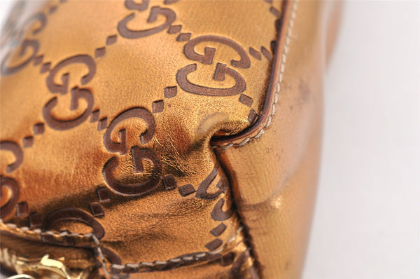 Authentic GUCCI Vintage Guccissima GG Leather Pouch Purse 141811 Gold 7912I