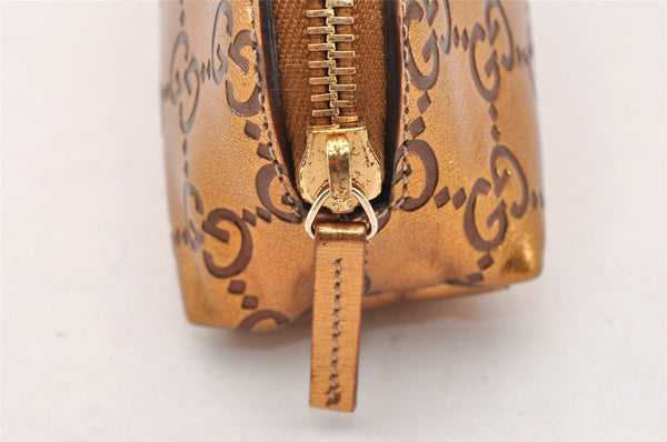 Authentic GUCCI Vintage Guccissima GG Leather Pouch Purse 141811 Gold 7912I