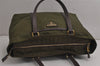 Authentic PRADA Vintage Nylon Tessuto Leather Shoulder Tote Bag Green 7912J