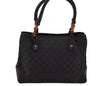 Authentic GUCCI Bamboo Vintage Hand Bag GG Canvas Leather 112526 Black 7913J