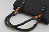 Authentic GUCCI Bamboo Vintage Hand Bag GG Canvas Leather 112526 Black 7913J