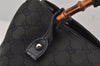 Authentic GUCCI Bamboo Vintage Hand Bag GG Canvas Leather 112526 Black 7913J