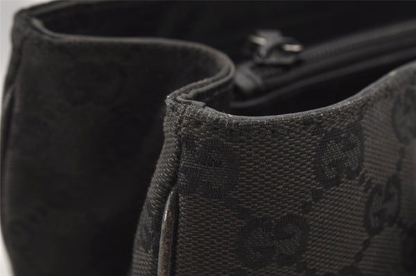 Authentic GUCCI Bamboo Vintage Hand Bag GG Canvas Leather 112526 Black 7913J