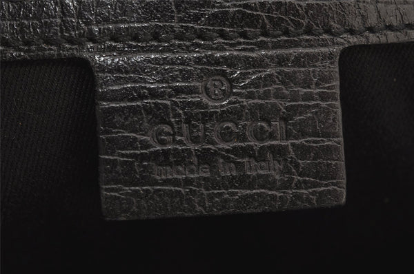 Authentic GUCCI Bamboo Vintage Hand Bag GG Canvas Leather 112526 Black 7913J