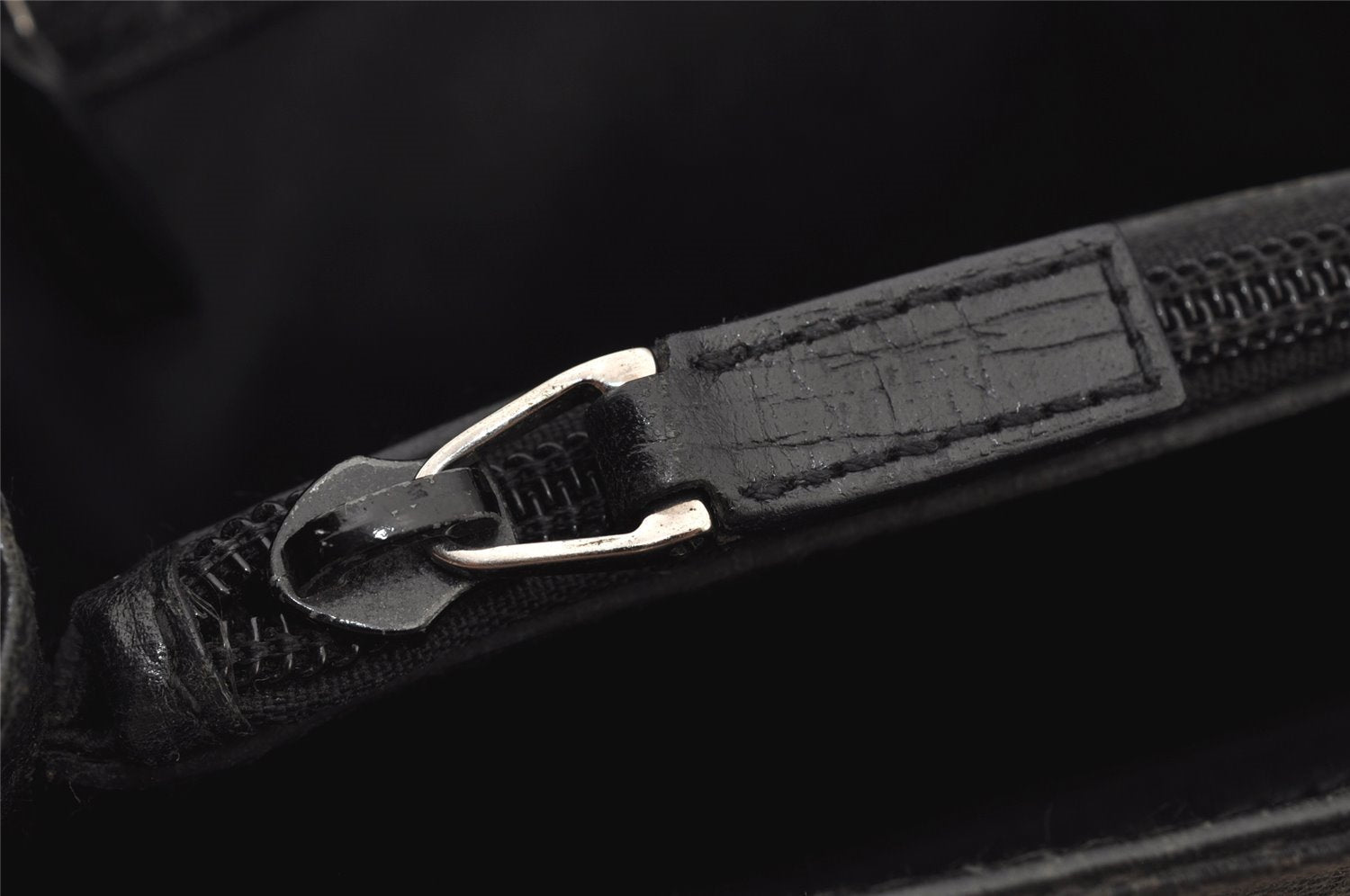 Authentic GUCCI Bamboo Vintage Hand Bag GG Canvas Leather 112526 Black 7913J