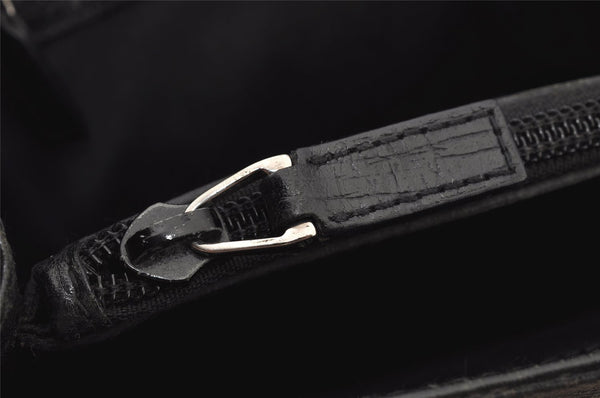 Authentic GUCCI Bamboo Vintage Hand Bag GG Canvas Leather 112526 Black 7913J