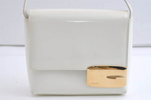 Authentic GUCCI Vintage Shoulder Bag Purse Enamel White Junk 7914J