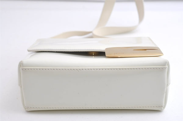 Authentic GUCCI Vintage Shoulder Bag Purse Enamel White Junk 7914J