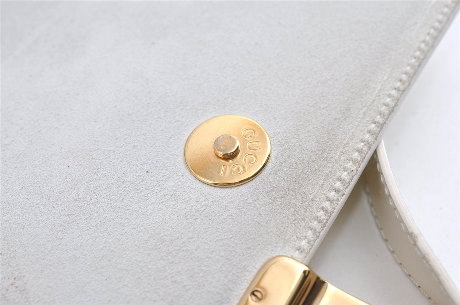 Authentic GUCCI Vintage Shoulder Bag Purse Enamel White Junk 7914J